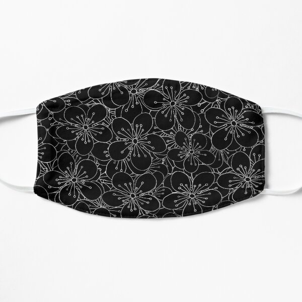 Cherry Blossom White on Black Mask