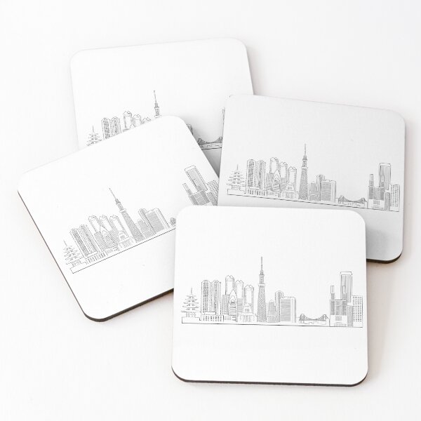 Item preview, Tokyo white buildings designed and sold by KitCatCards.