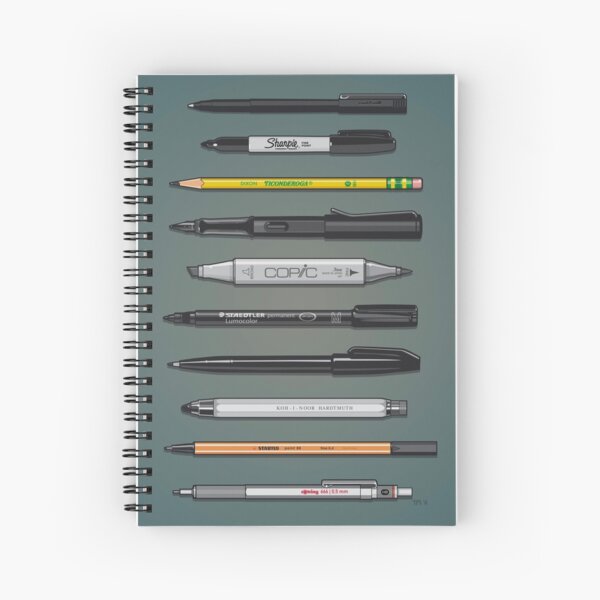 Pen Collection For Sketching And Drawing (Plain) Spiral Notebook