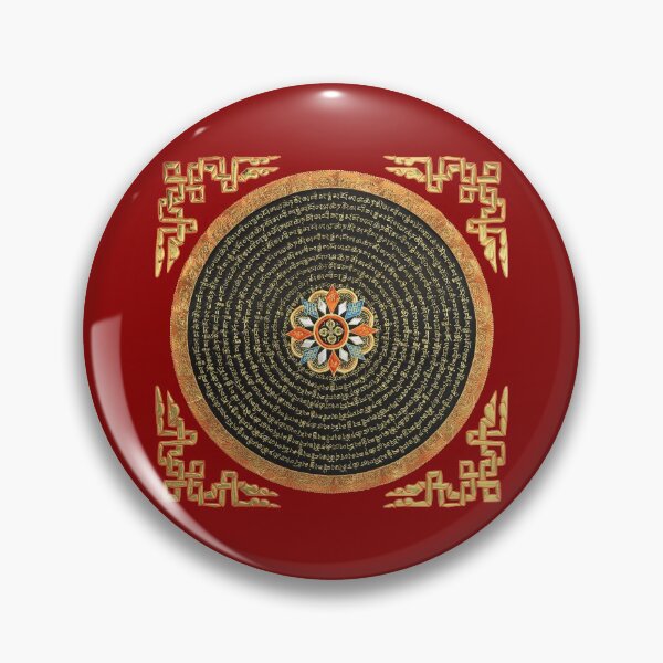 Item preview, Tibetan Thangka - Buddhist Mandala with Double Vajra over Red Leather designed and sold by Serge Averbukh Art Studio.