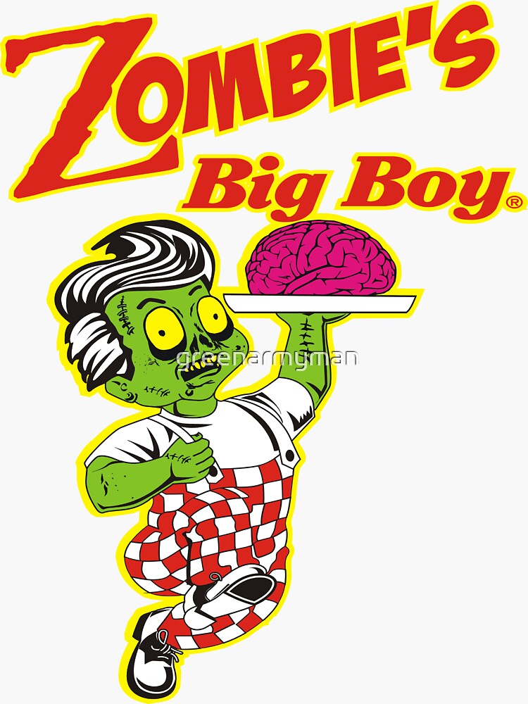 Thumbnail 3 of 3, Sticker, Zombie Big Boy designed and sold by greenarmyman.