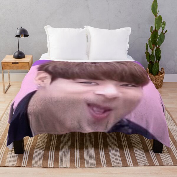 Jungkook meme face BTS Throw Blanket