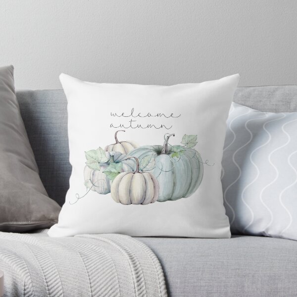 welcome autumn 4 pumpkins Throw Pillow