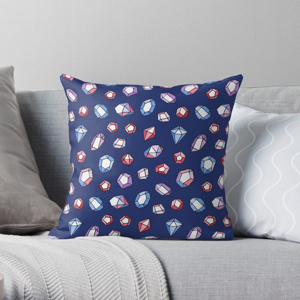 Jewels on navy Throw Pillow