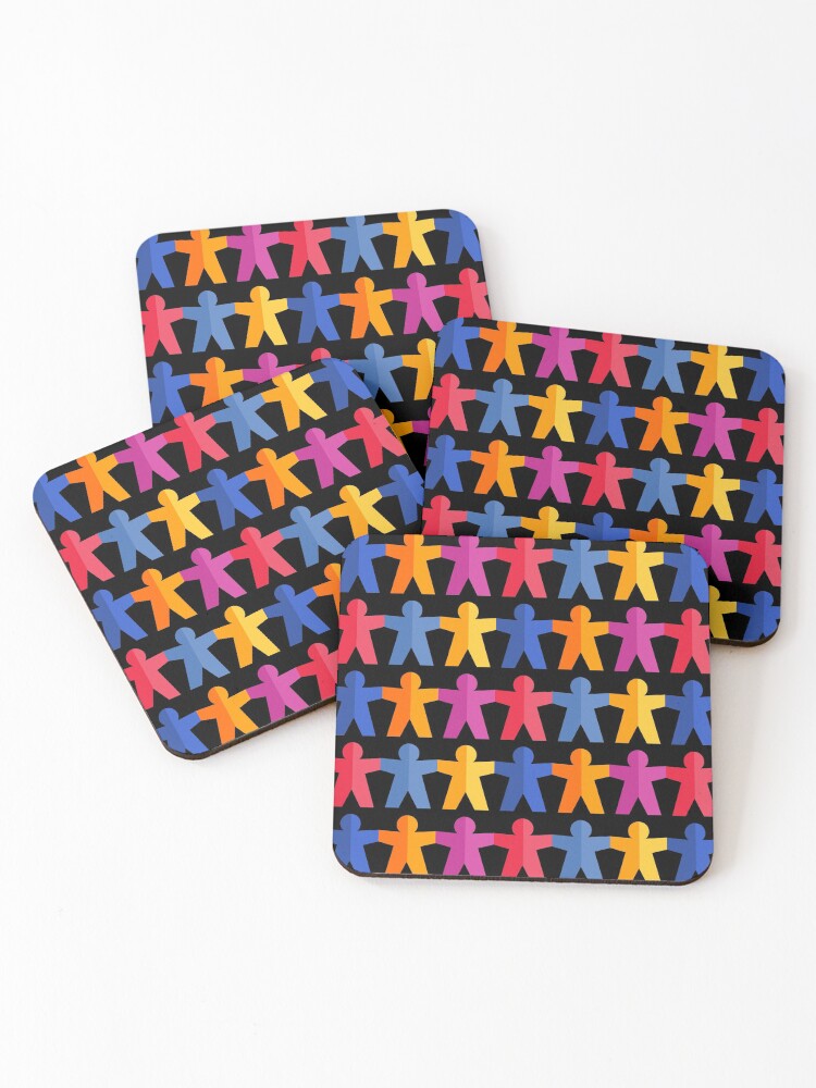 Thumbnail 1 of 5, Coasters (Set of 4), Paper People Chain designed and sold by iconymous.