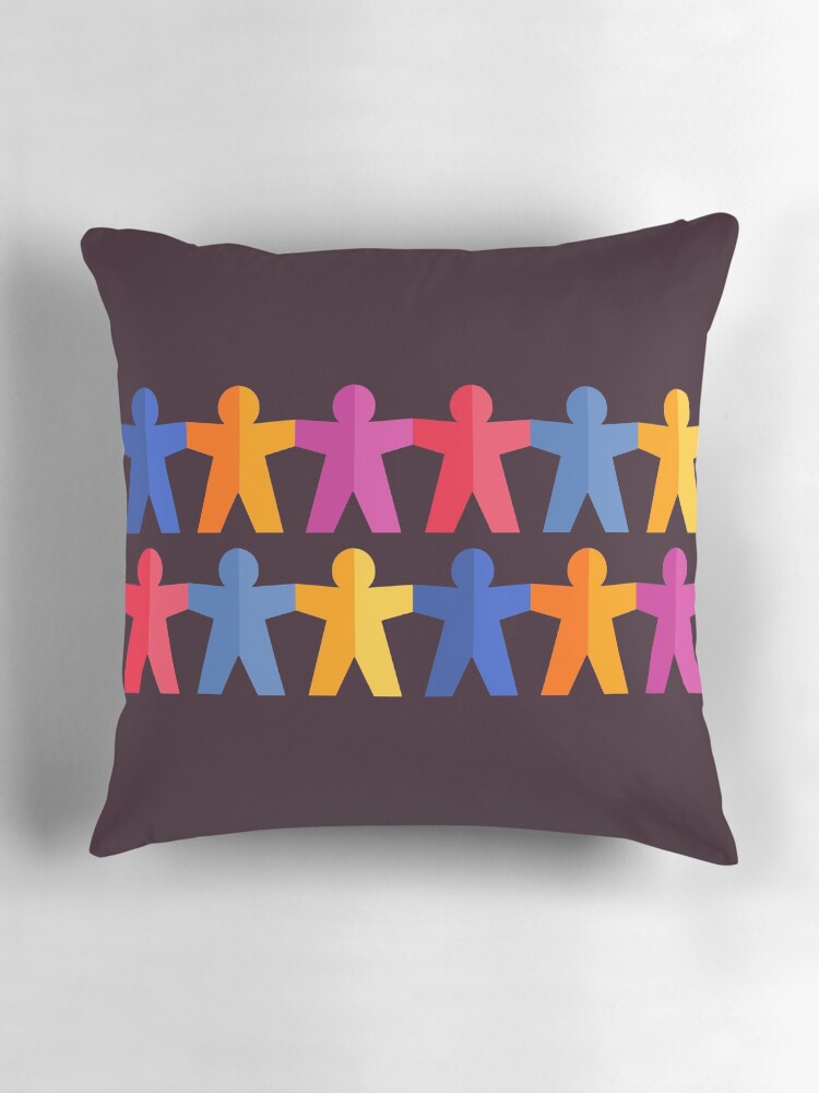 Thumbnail 3 of 4, Pillow, Paper People Chain designed and sold by iconymous.