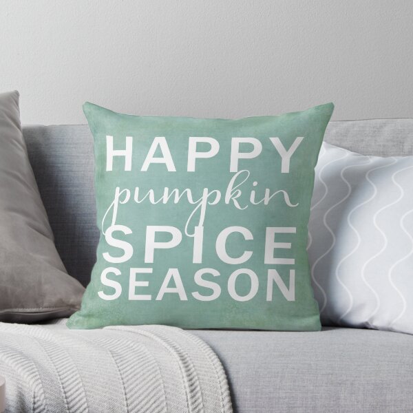 happy pumpkin spice season- blue Throw Pillow