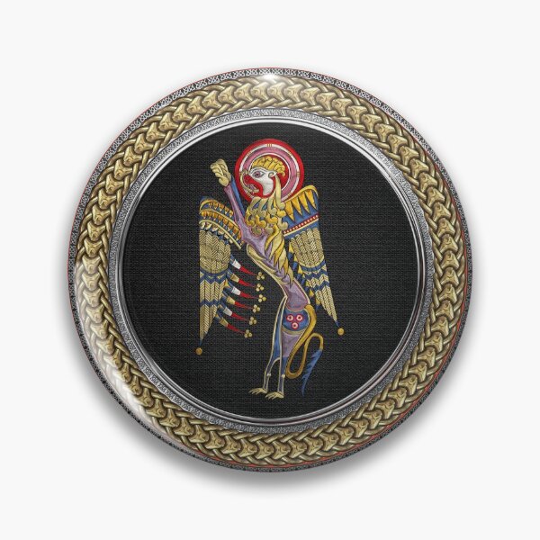 Item preview, Sacred Celtic Lion over Gold Silver and Black Medallion on Red Leather  designed and sold by Serge Averbukh Art Studio.
