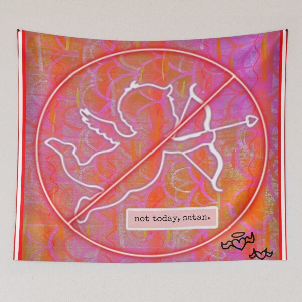 Item preview, Not Today Cupid Pink Neon Sign Wall Art designed and sold by bipolarvirgoart.