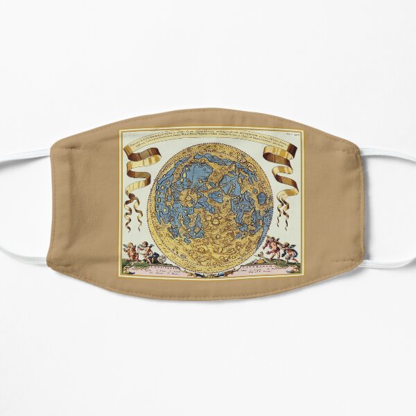 WORLD MAP : Vintage 1696 Tabula Selenographica Hemifphaeno Print Mask