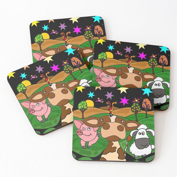 Item preview, Funny Farm Animals Art with Cow sheep and pig designed and sold by Nature's Fancy.
