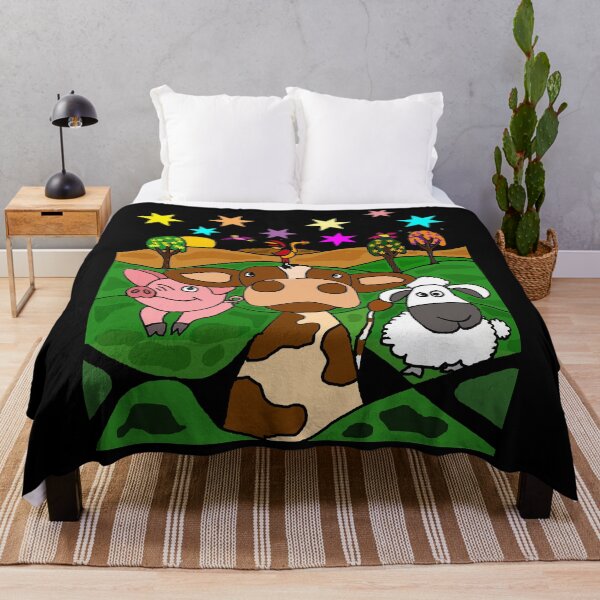 Item preview, Funny Farm Animals Art with Cow sheep and pig designed and sold by Nature's Fancy.