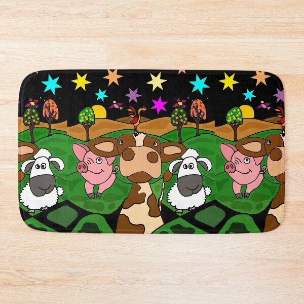 Item preview, Funny Farm Animals Art with Cow sheep and pig designed and sold by Nature's Fancy.