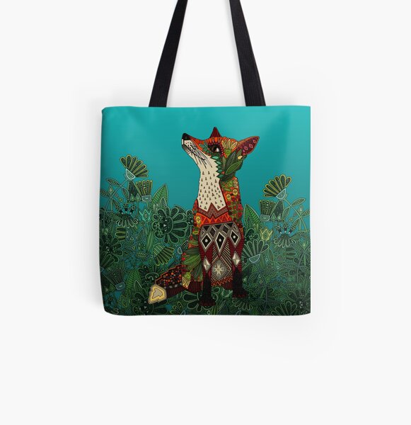 floral fox All Over Print Tote Bag