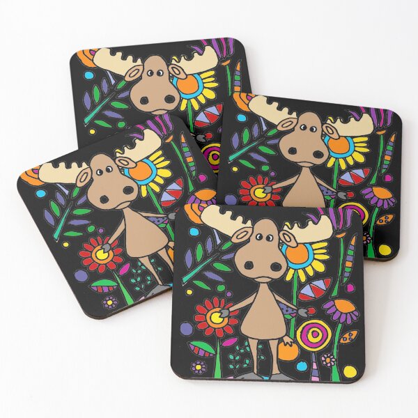 Item preview, Cute Moose in Flower Garden Art designed and sold by Nature's Fancy.