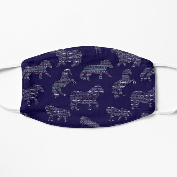 Shetland Fairisle Dancing Ponies - Dark blue Flat Mask