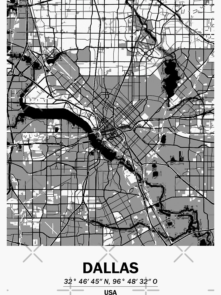 "Map of Dallas city, Texas, USA, white background" Sticker for Sale by
