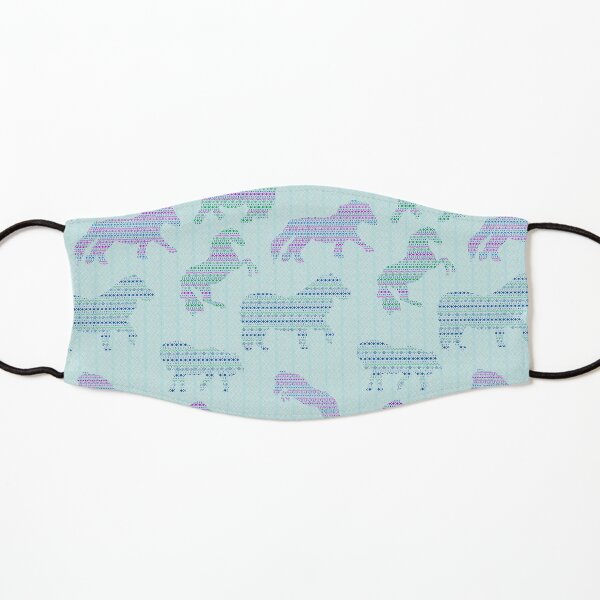 Shetland Fairisle Dancing Ponies - Light blue Kids Mask