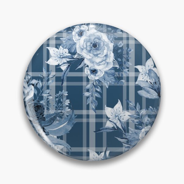 Item preview, Elegant Blue Floral Plaid  designed and sold by oursunnycdays.