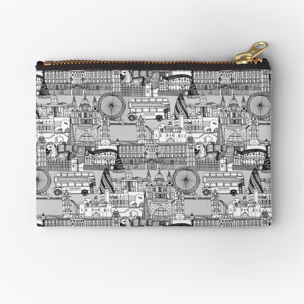 London toile black white Zipper Pouch