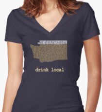 Drink Local - Washington Beer Shirt Women's Fitted V-Neck T-Shirt