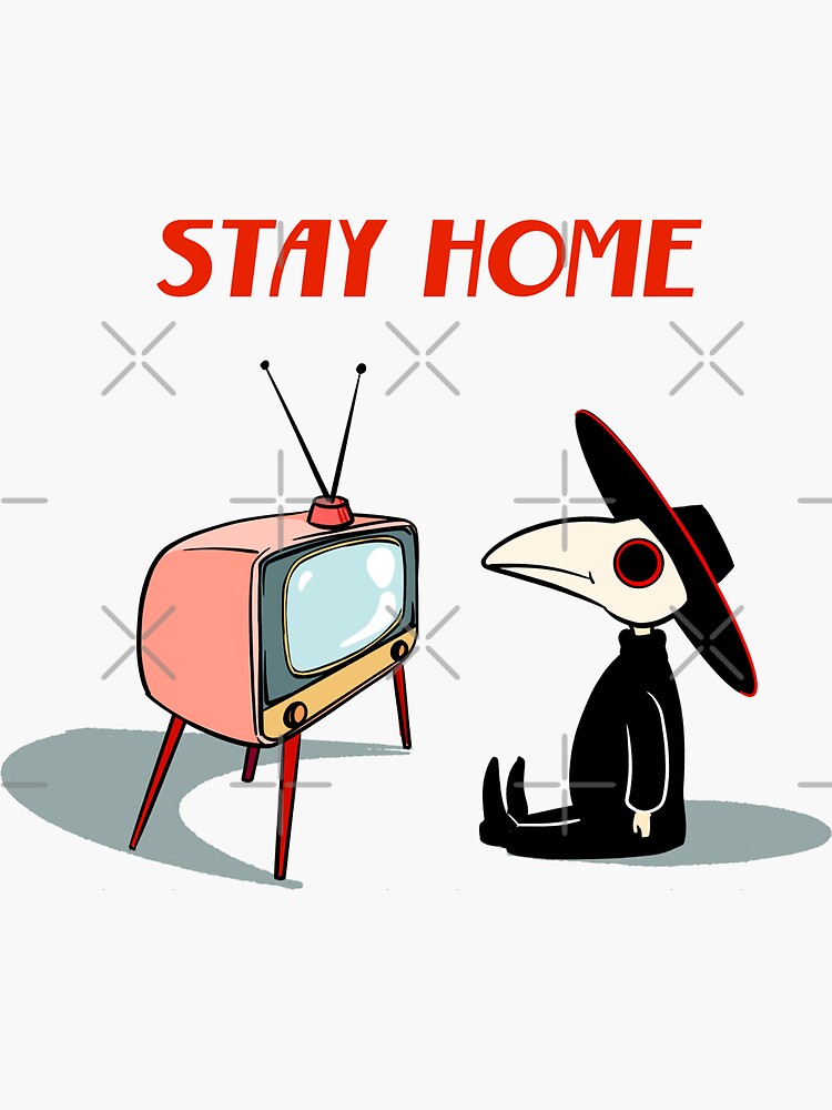 Thumbnail 3 of 3, Sticker, Plague Doctors says stay home! designed and sold by HollyPierson.