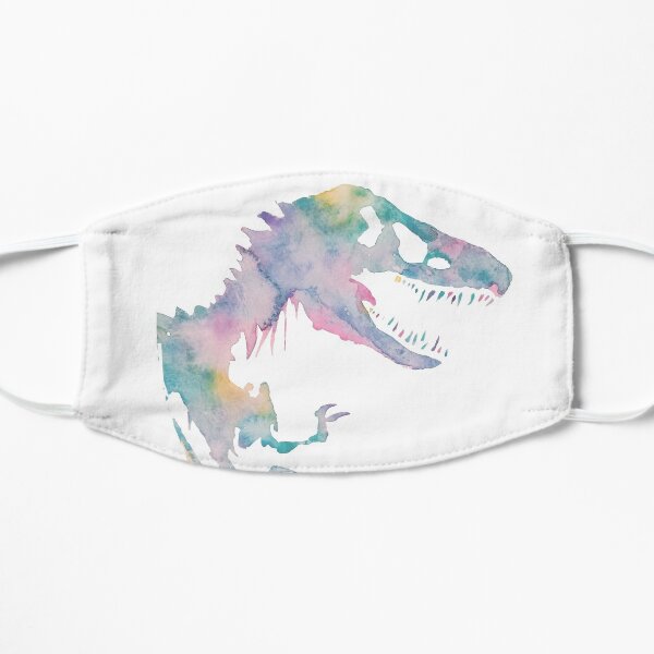 Watercolor Jurassic (white) Flat Mask