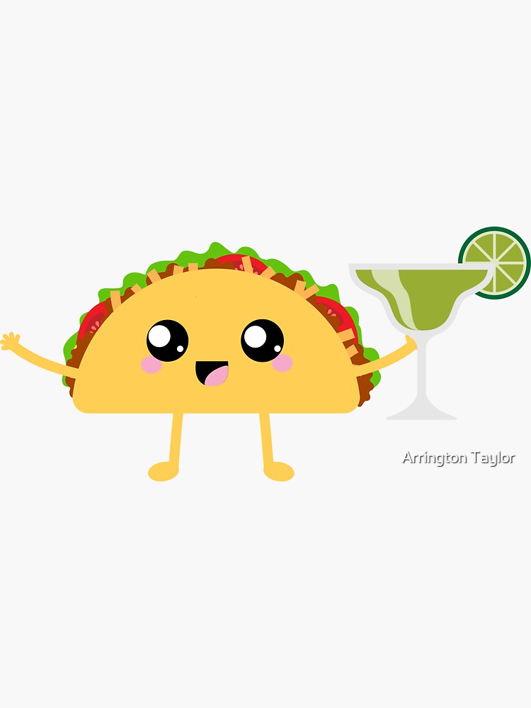 Thumbnail 3 of 3, Sticker, Happy Taco designed and sold by ATgraphicDesign.