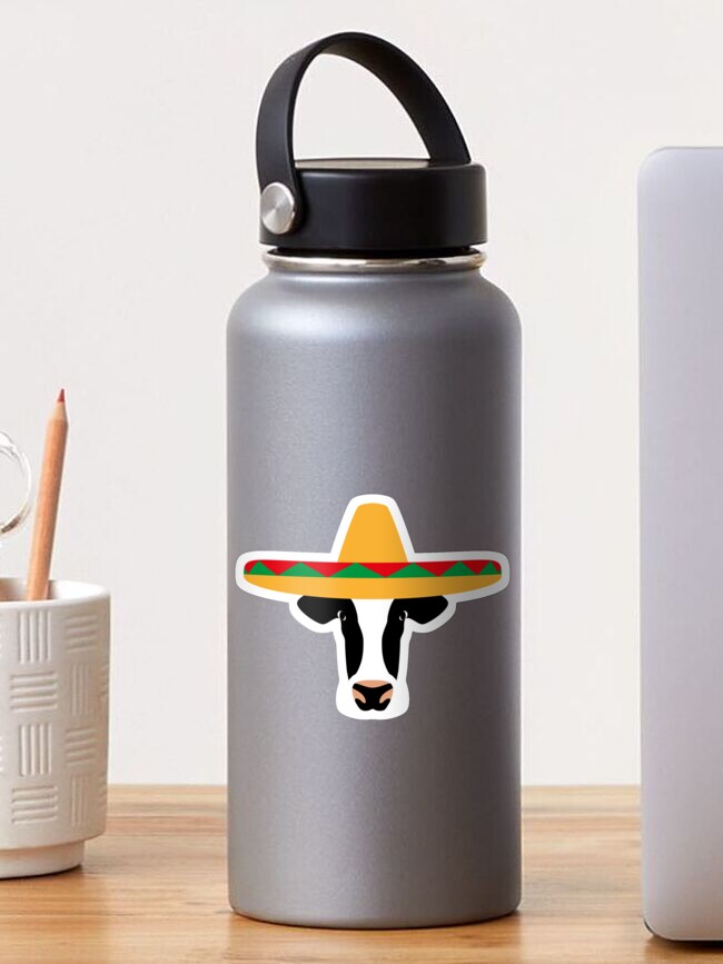 Sticker, NDVH Cow Wearing a Sombrero designed and sold by nikhorne