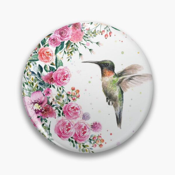 Item preview, Hummingbird and Flowers Watercolor designed and sold by Olga Shvartsur.