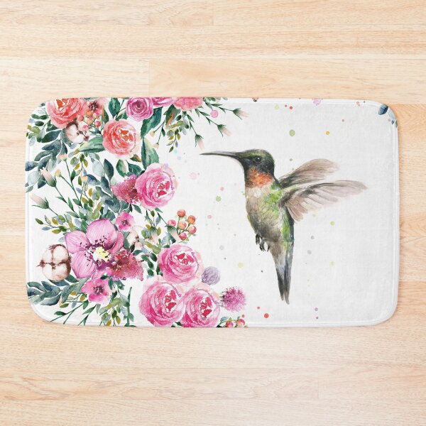 Item preview, Hummingbird and Flowers Watercolor designed and sold by Olga Shvartsur.