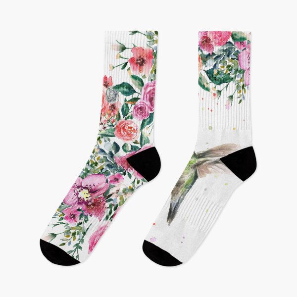 Item preview, Hummingbird and Flowers Watercolor designed and sold by Olga Shvartsur.