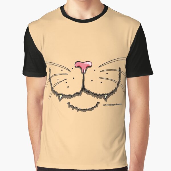 Nosy Cat in Creme Grafik T-Shirt