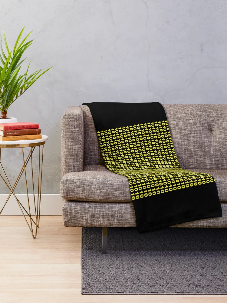 Thumbnail 2 of 6, Throw Blanket, program binary code 1 and 0 data for coding designed and sold by thehafdesigner.