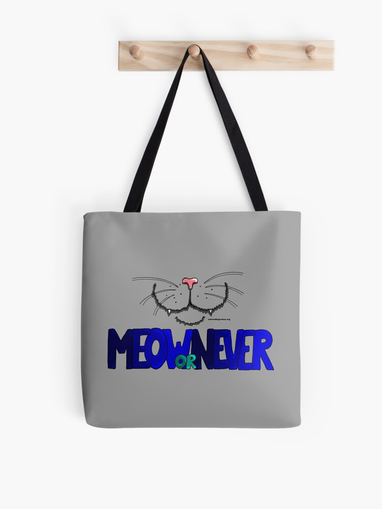Thumbnail 1 von 2, Stofftasche, Meow or Never & Nosy Cat auf Grau designt und verkauft von Boxcats.