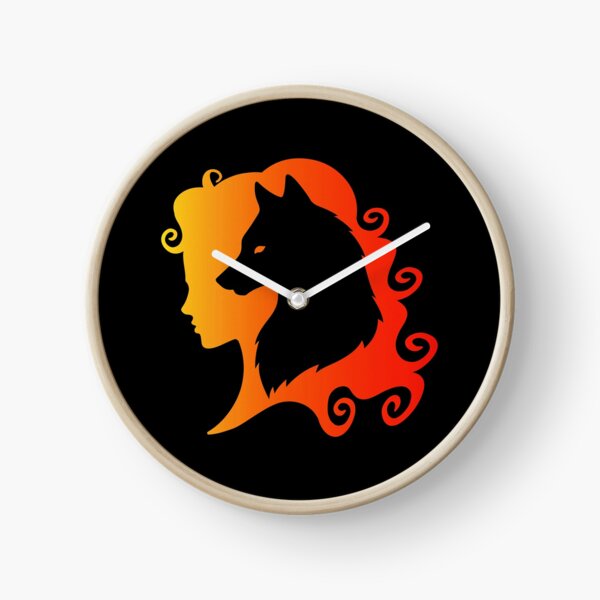 Fire Wolf Spirit Totem Animal Guide Cheeky Witch® Clock