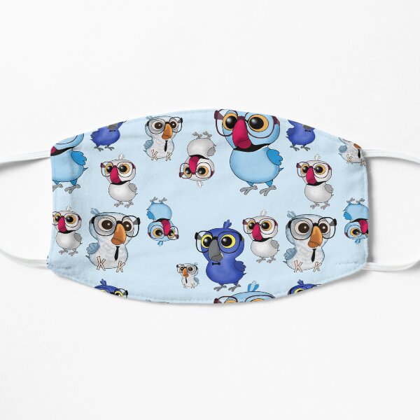 Blue Nerdy Birdy Parrots Pattern Mask