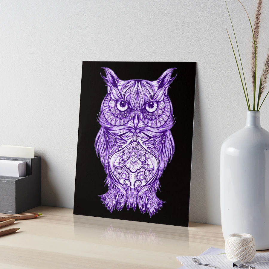 Artsy Artistic Style Design Of A Purple Owl | Art Board Print