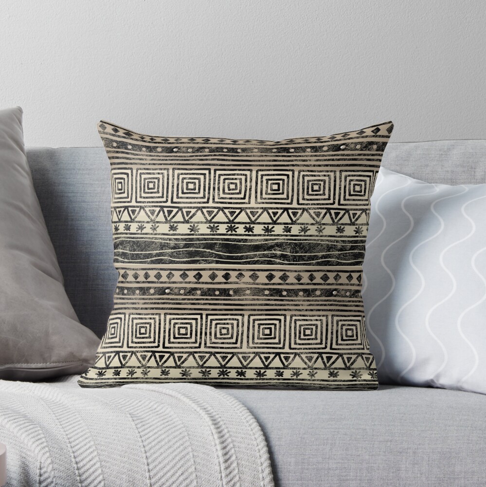 African Geometric Pattern Throw Pillow