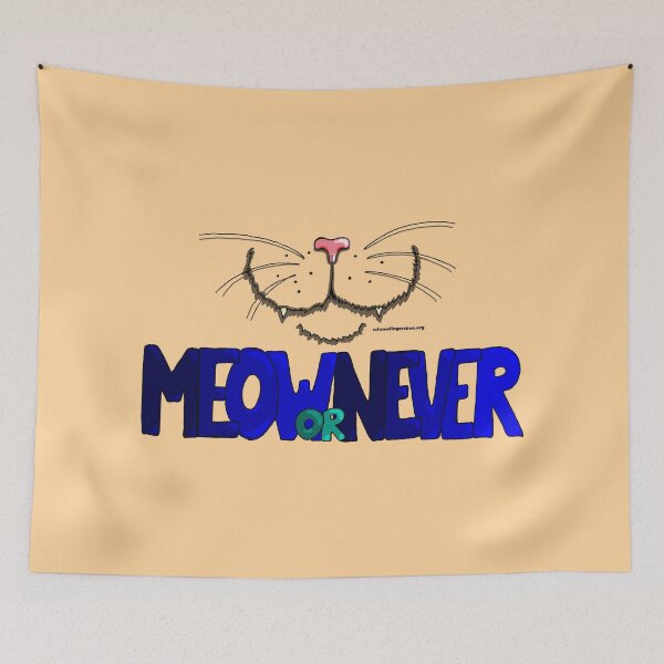 Item preview, Meow or Never & Nosy Cat in cream designed and sold by Schrödingers Box.