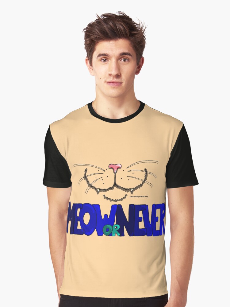 Thumbnail 1 von 5, Grafik T-Shirt, Meow or Never & Nosy Cat in Creme designt und verkauft von Boxcats.