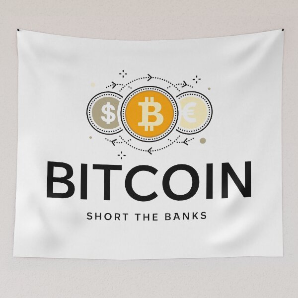 Item preview, Short the banks - buy Bitcoin, white background. designed and sold by PrintPit.