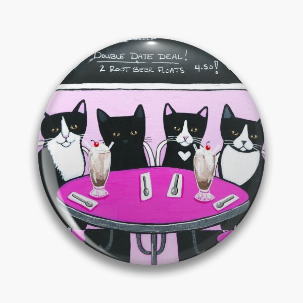 Item preview, Cats Double Date At The Ice Cream Shop! designed and sold by KilkennyCat Art.