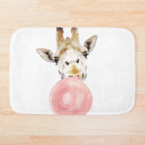 Pink Bubblegum Giraffe Bath Mat