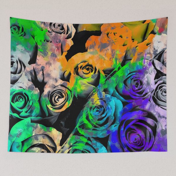 Item preview, rose texture pattern abstract with splash painting in orange green blue purple designed and sold by Mrvell.