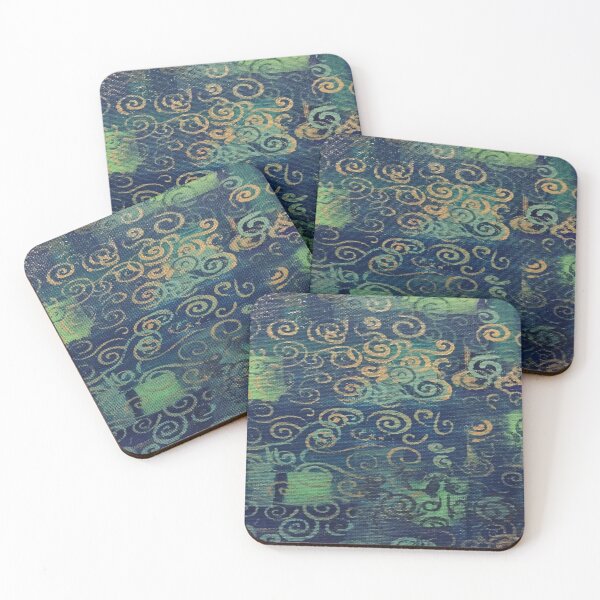 Item preview, Blue Squares and Swirls Painting designed and sold by bipolarvirgoart.