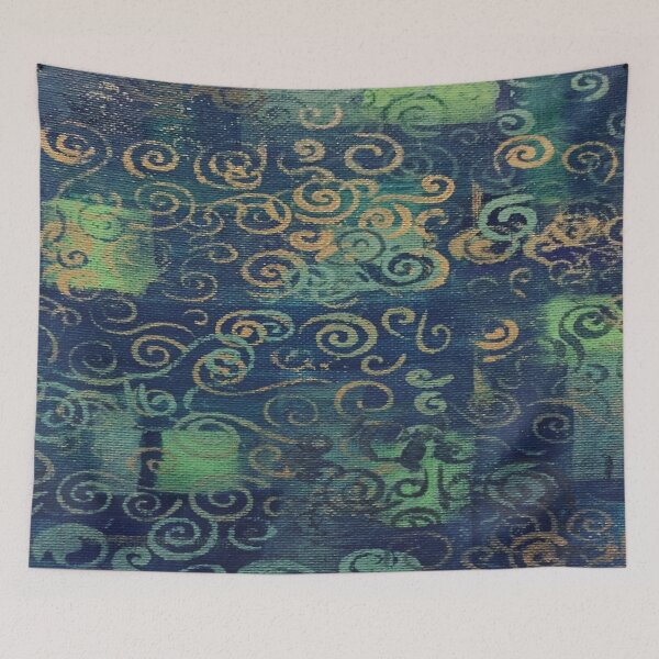 Item preview, Blue Squares and Swirls Painting designed and sold by bipolarvirgoart.