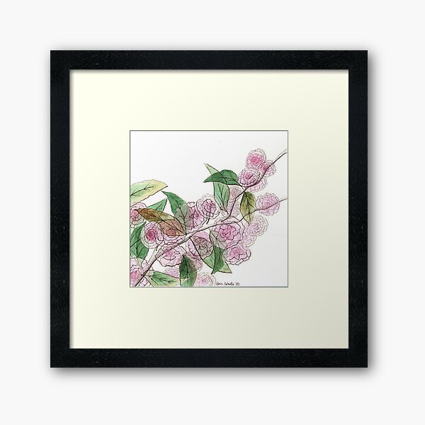 Cherry Blossoms Across the Street Framed Art Print