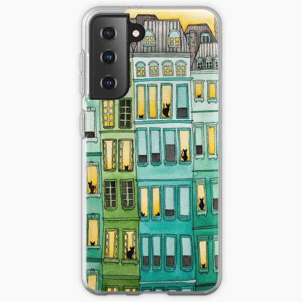 Cats in Green Townhouses Samsung Galaxy Soft Case