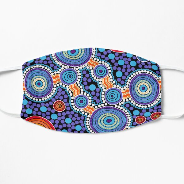 Authentic Aboriginal Art - The Journey Blue Flat Mask